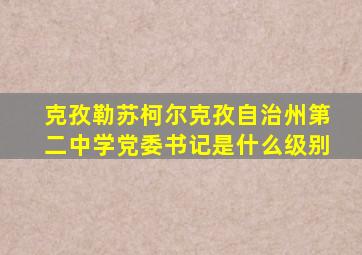 克孜勒苏柯尔克孜自治州第二中学党委书记是什么级别
