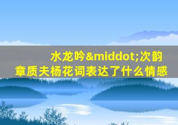 水龙吟·次韵章质夫杨花词表达了什么情感
